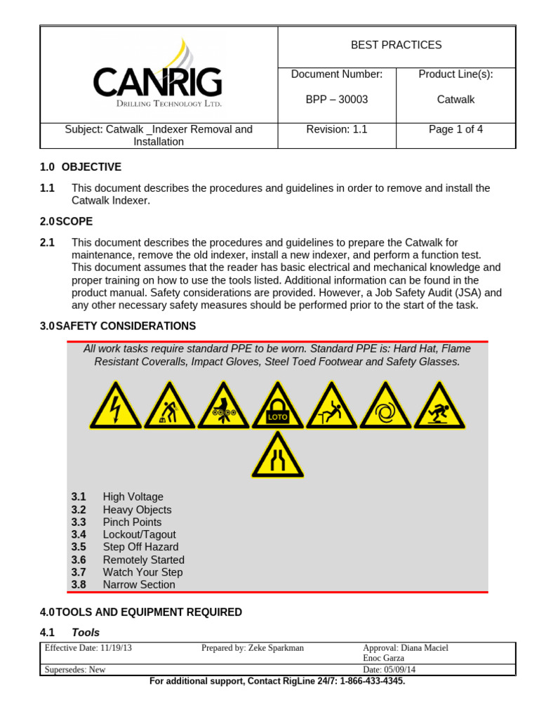 Catwalk Indexer Removal Guide | PDF | Safety | Occupational Safety And ...