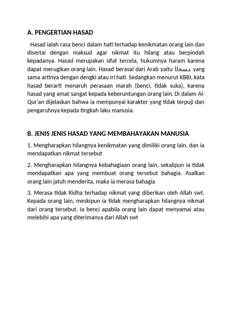 Memahami dan Menghindari Hasad | PDF