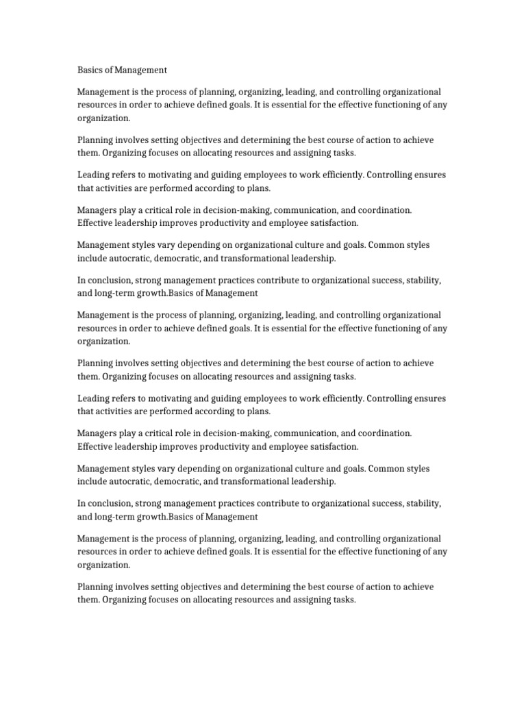 Essentials of Effective Management | PDF | Leadership | Goal