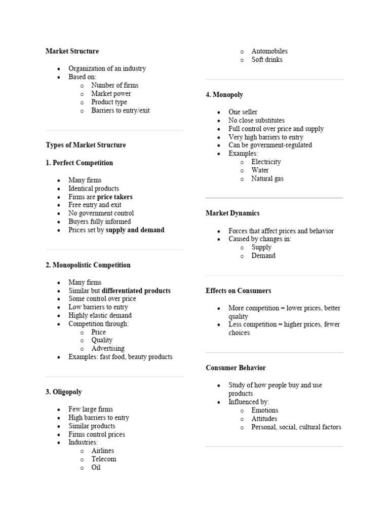 Understanding Market Structures and Dynamics | PDF | Monopoly ...