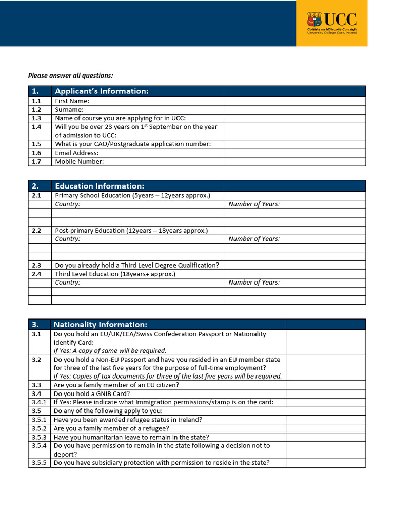 EU/Non-EU Status Assessment Form | PDF | Government And Personhood ...