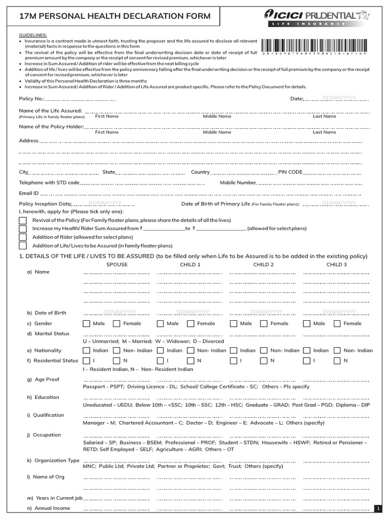 Personal Health Declaration Form Guide | PDF