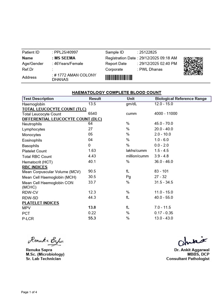 Complete Blood Count & Biochemistry Report | PDF | White Blood Cell ...