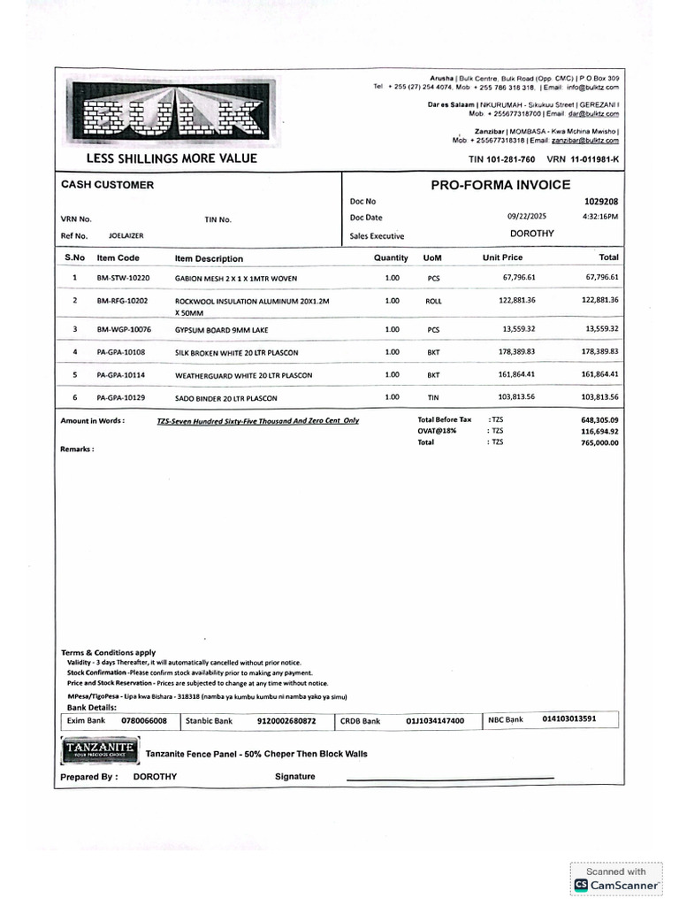 Pro Forma Invoice | PDF