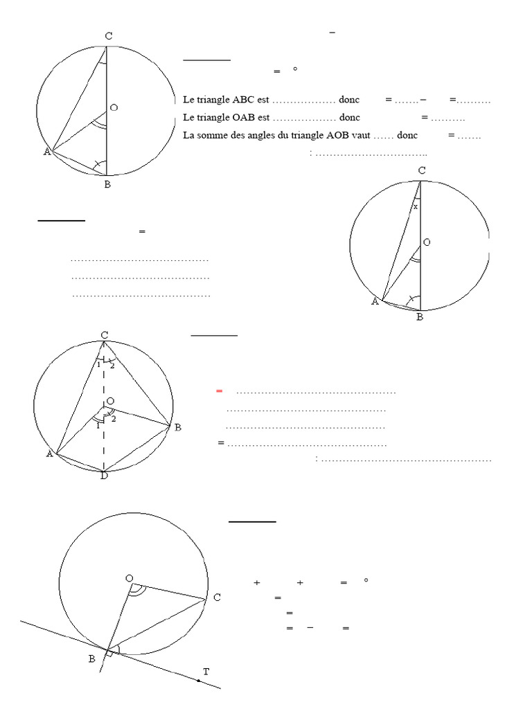 Angles Inscrits et Angles au Centre | PDF | Triangle | Cercle