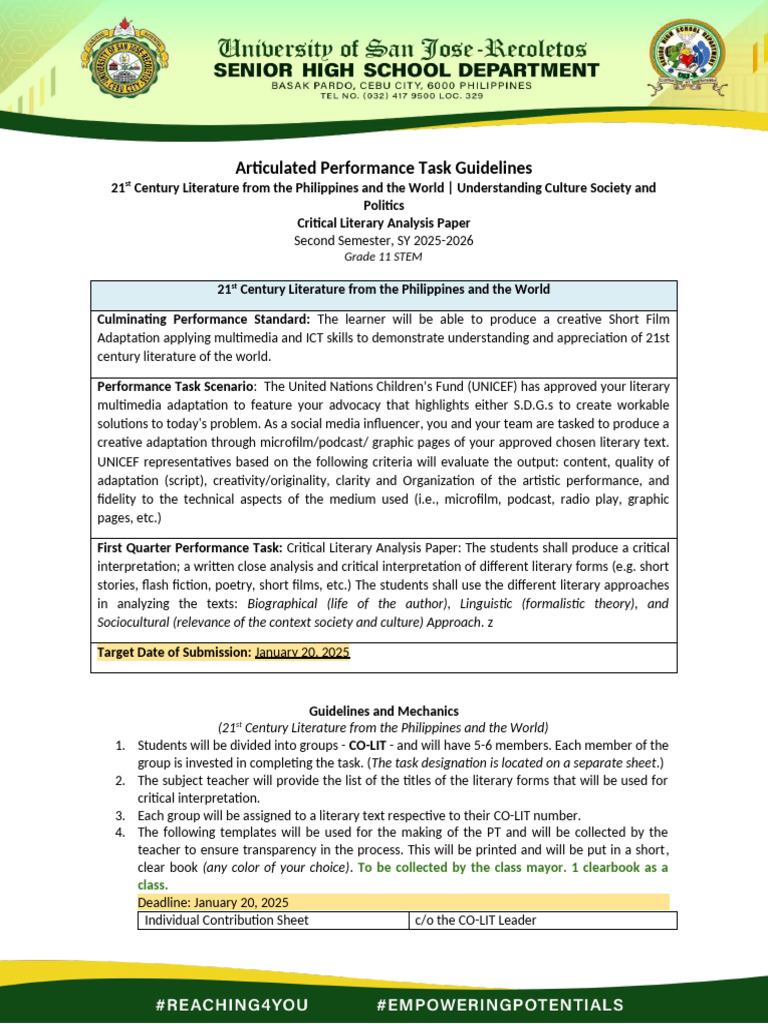 Performance Task Guidelines for Grade 11 | PDF | Concept | Knowledge