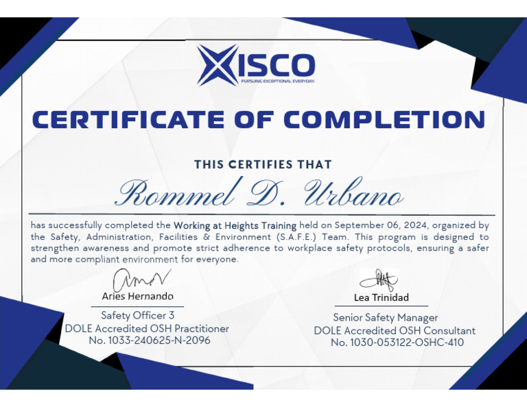 Working at Heights Training Certificate | PDF