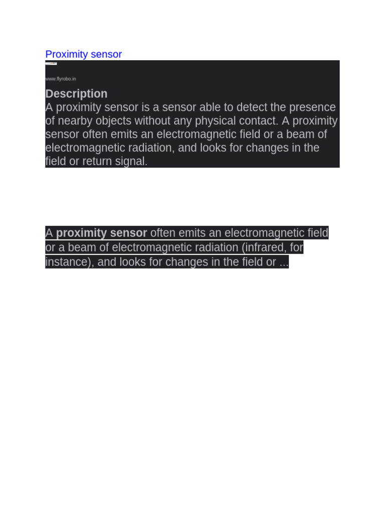 Understanding Proximity Sensors | PDF