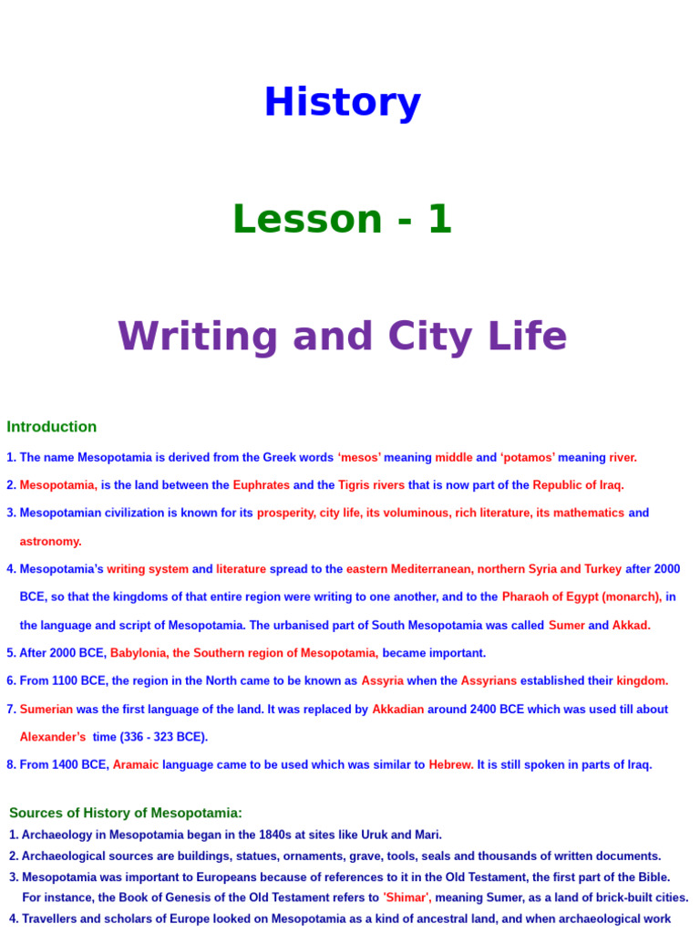 Mesopotamia: Writing and Urban Life | PDF | Mesopotamia | Sumer
