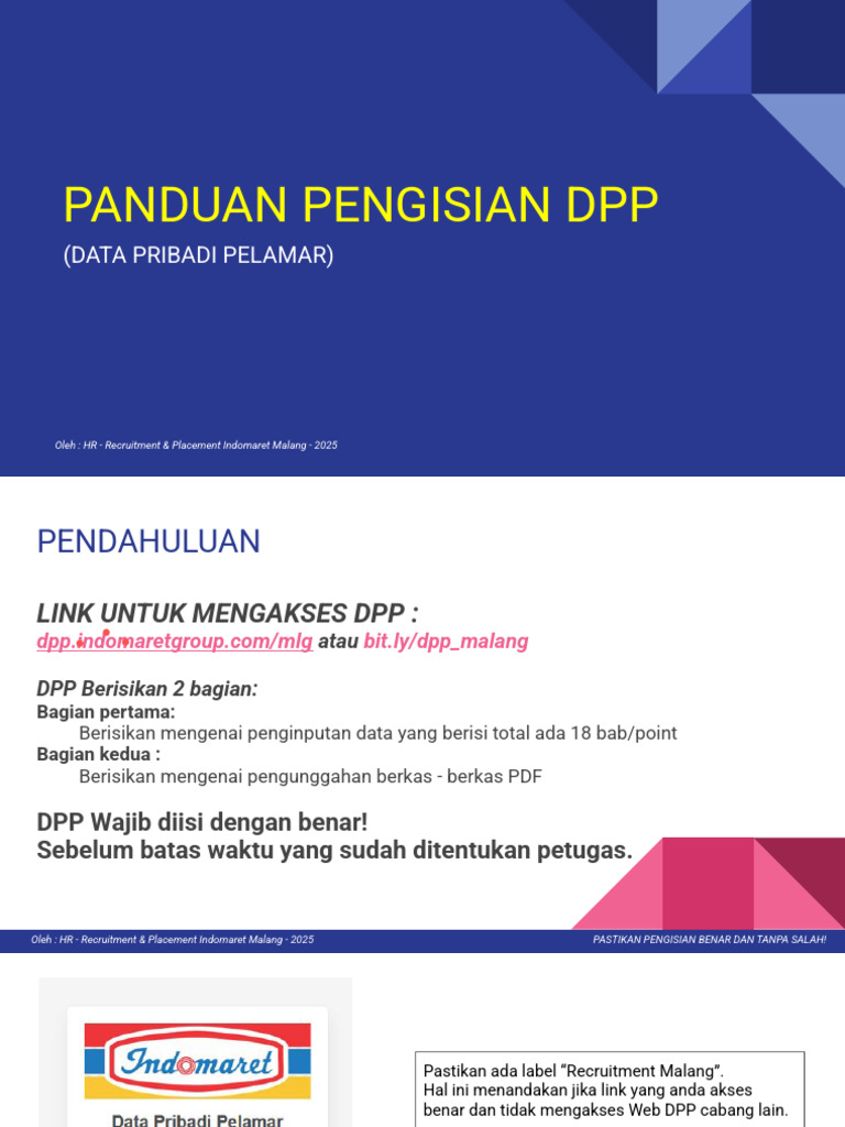 Panduan Lengkap Pengisian DPP Indomaret | PDF