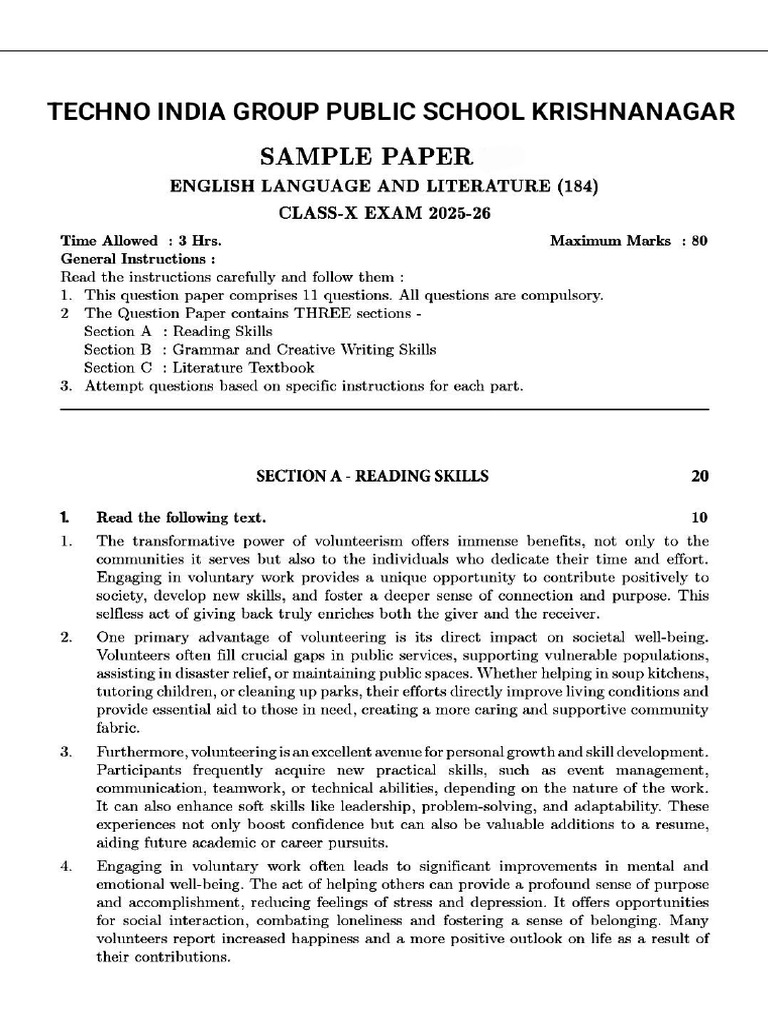 Class X Sample Paper | PDF