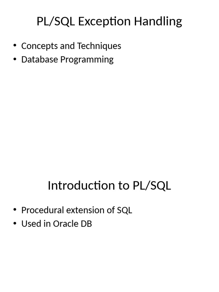 PL/SQL Exception Handling Guide | PDF