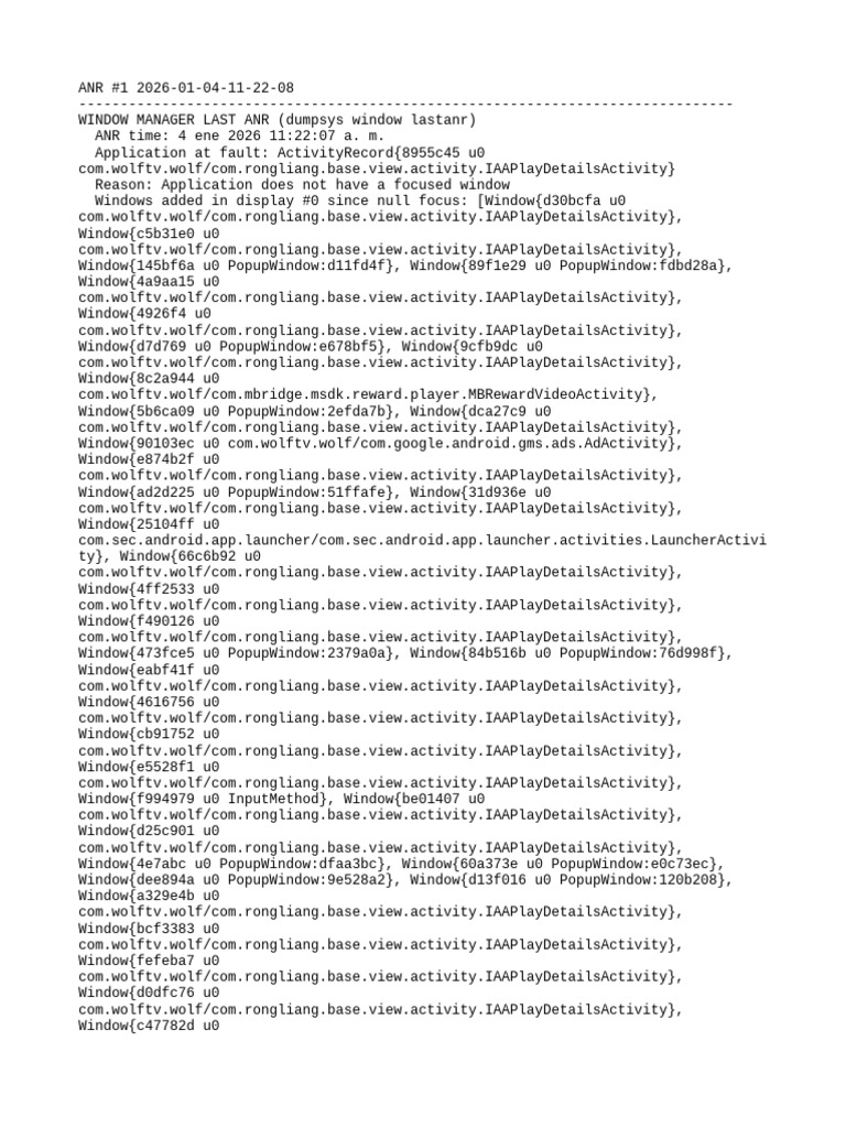 ANR Report for WolfTV App Activity | PDF | Mobile Linux | Embedded ...