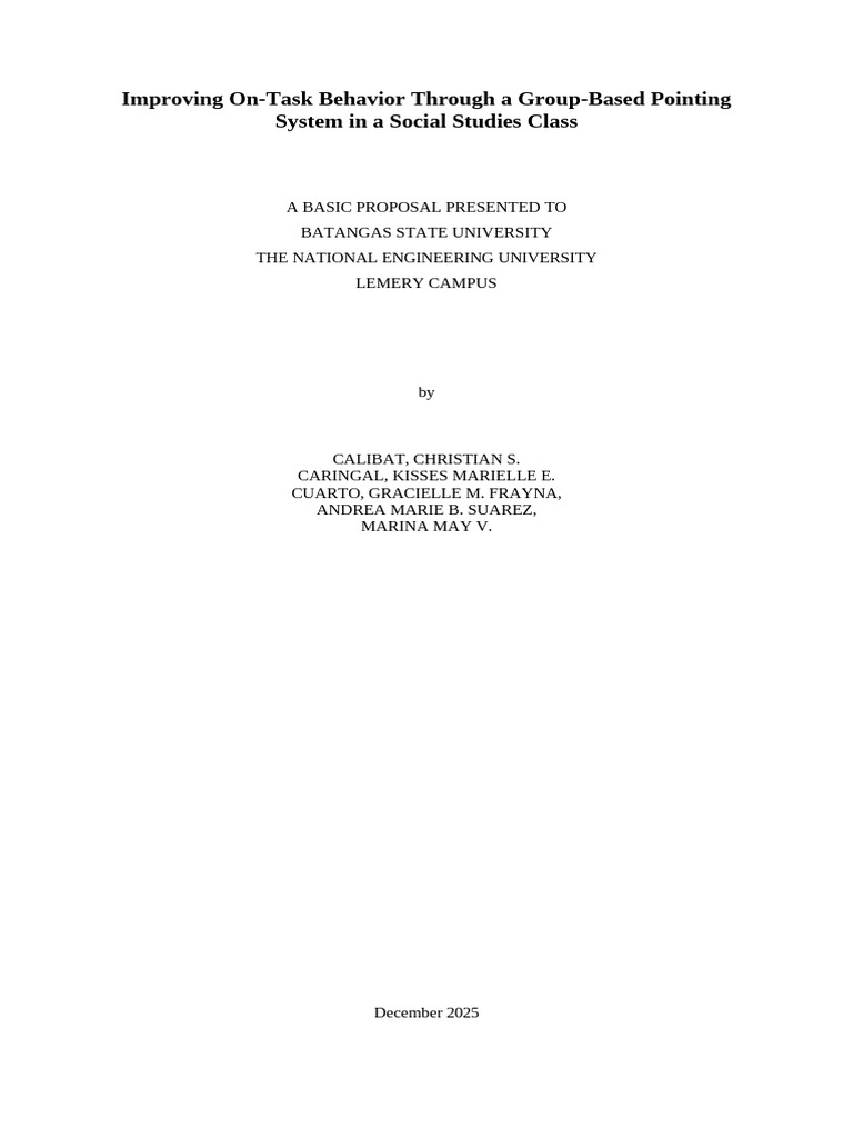 Group-Based Pointing System for Behavior | PDF | Classroom Management ...