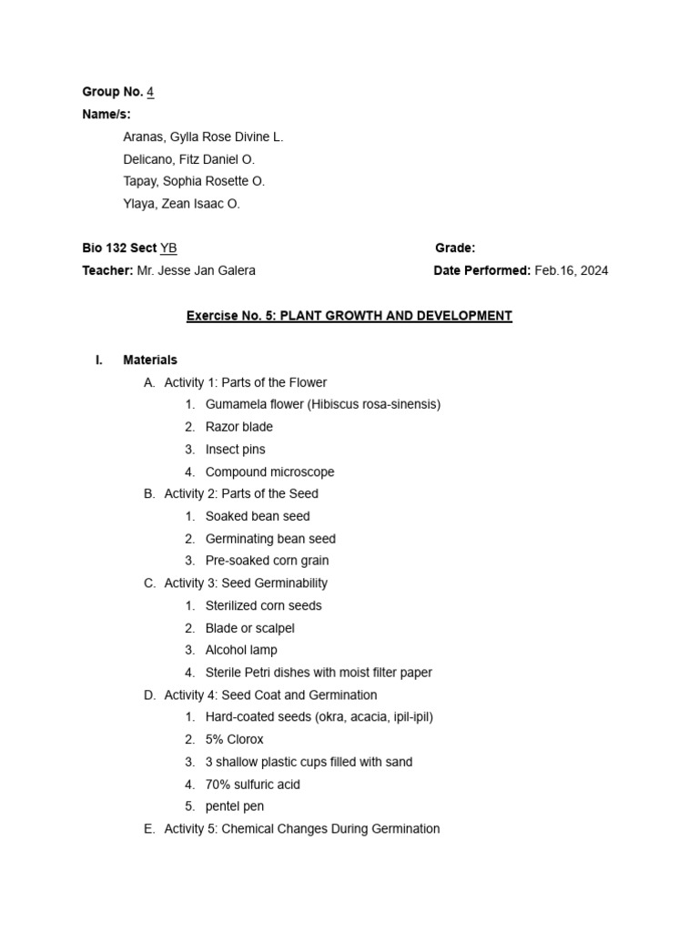 Plant Growth and Development Lab Report | PDF | Seed | Germination