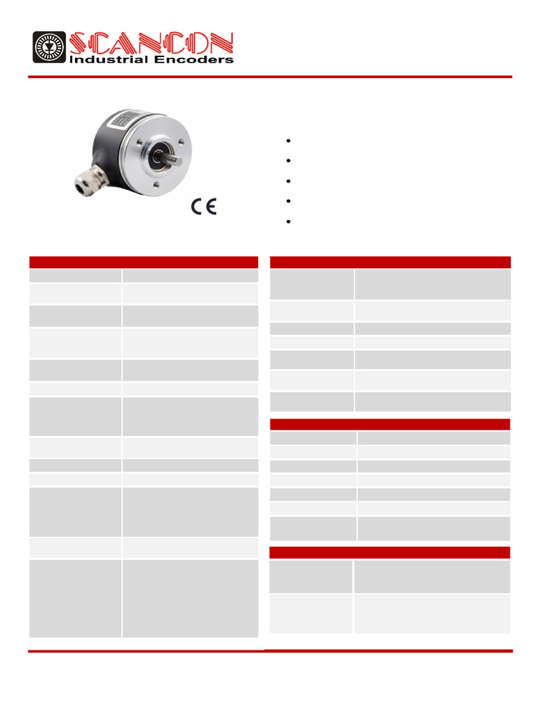 SCA50 Shaft Encoder Specifications | PDF | Manufactured Goods | Electricity
