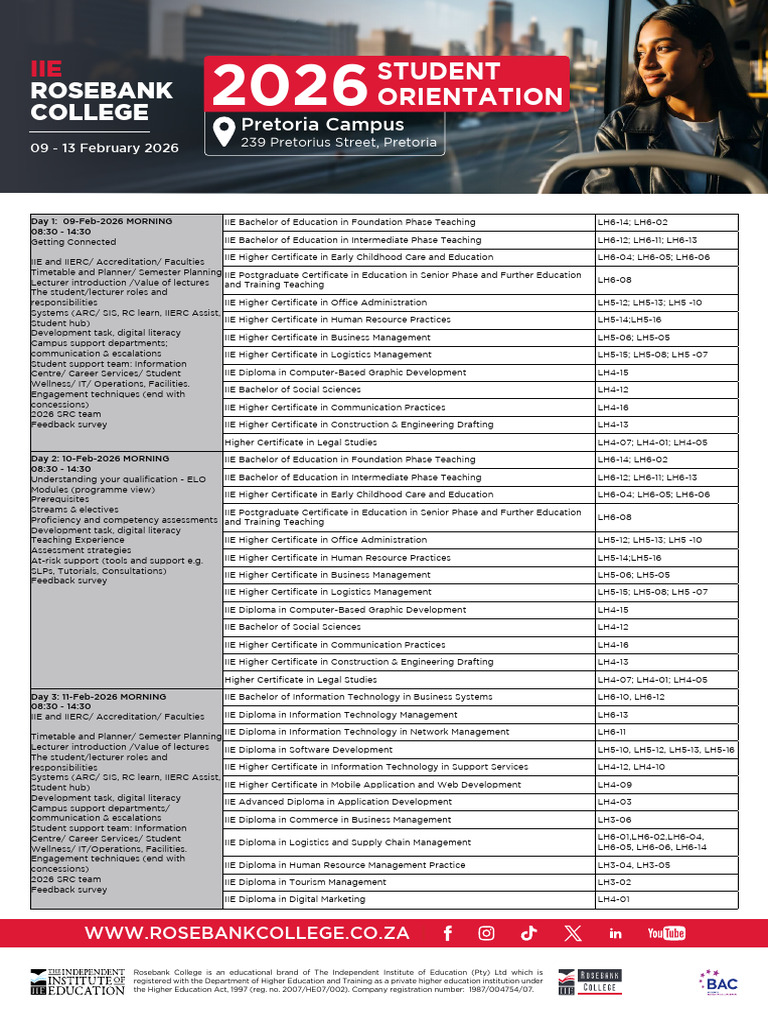 Rosebank College 2026 Student Orientation | PDF | Diploma | Vocational ...