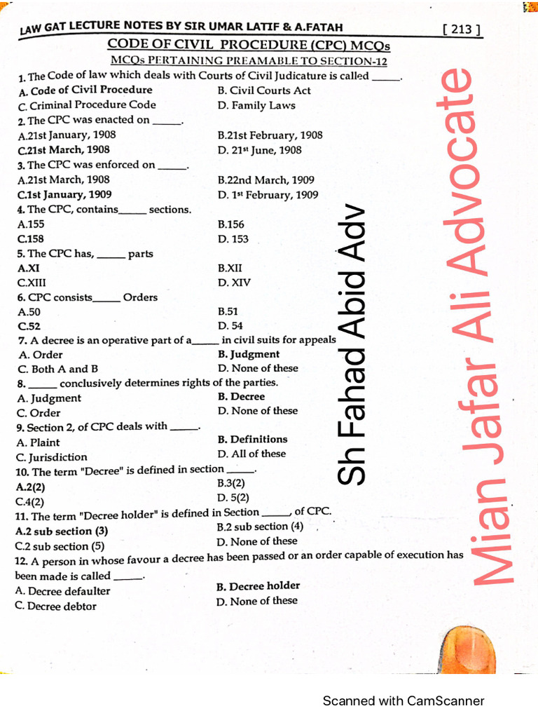 MCQ's CPC | PDF