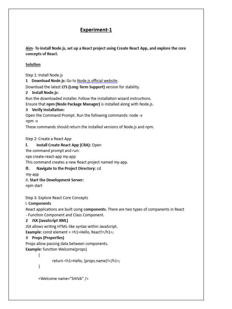 Node.js and React Project Setup Guide | PDF | Software | Computer ...