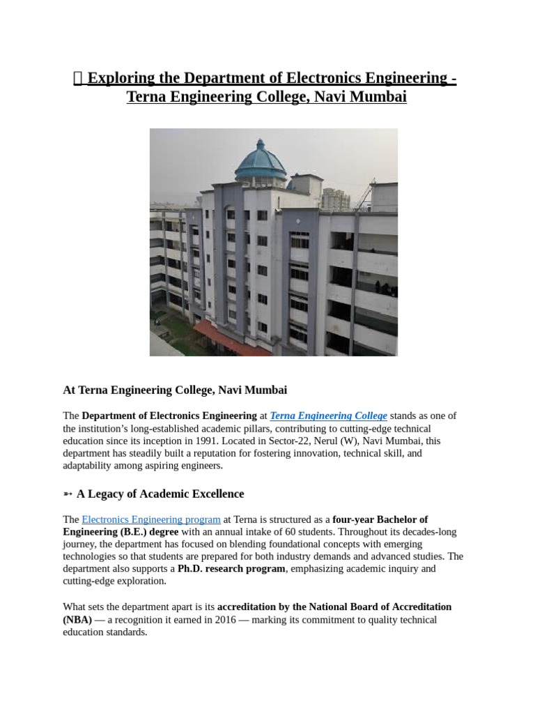 Department of Electronics Engineering at Terna Engineering College Navi ...
