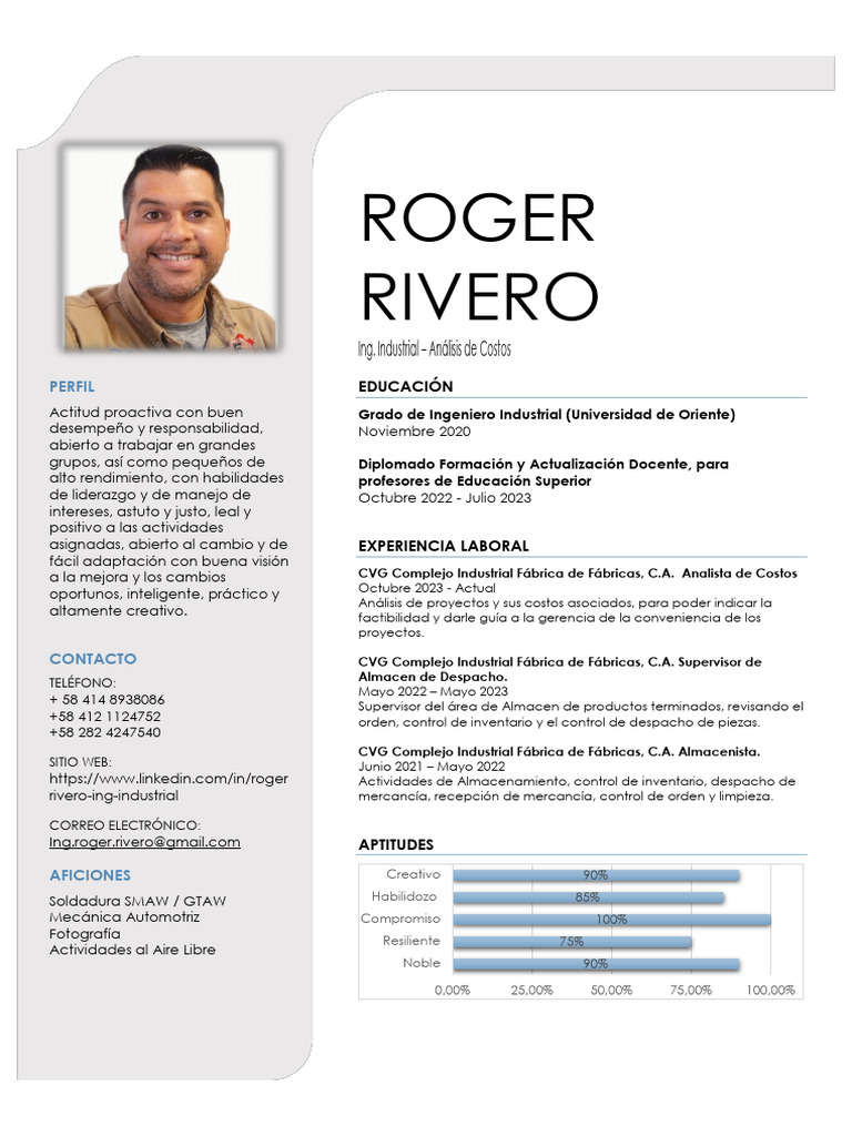 Roger Rivero Cv Noviembre 2024 Esp (1) | PDF