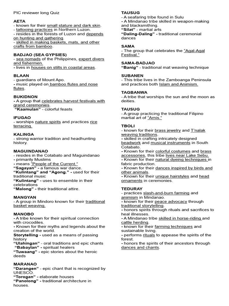 Indigenous Philippine Tribes Overview | PDF | Cultural Anthropology ...