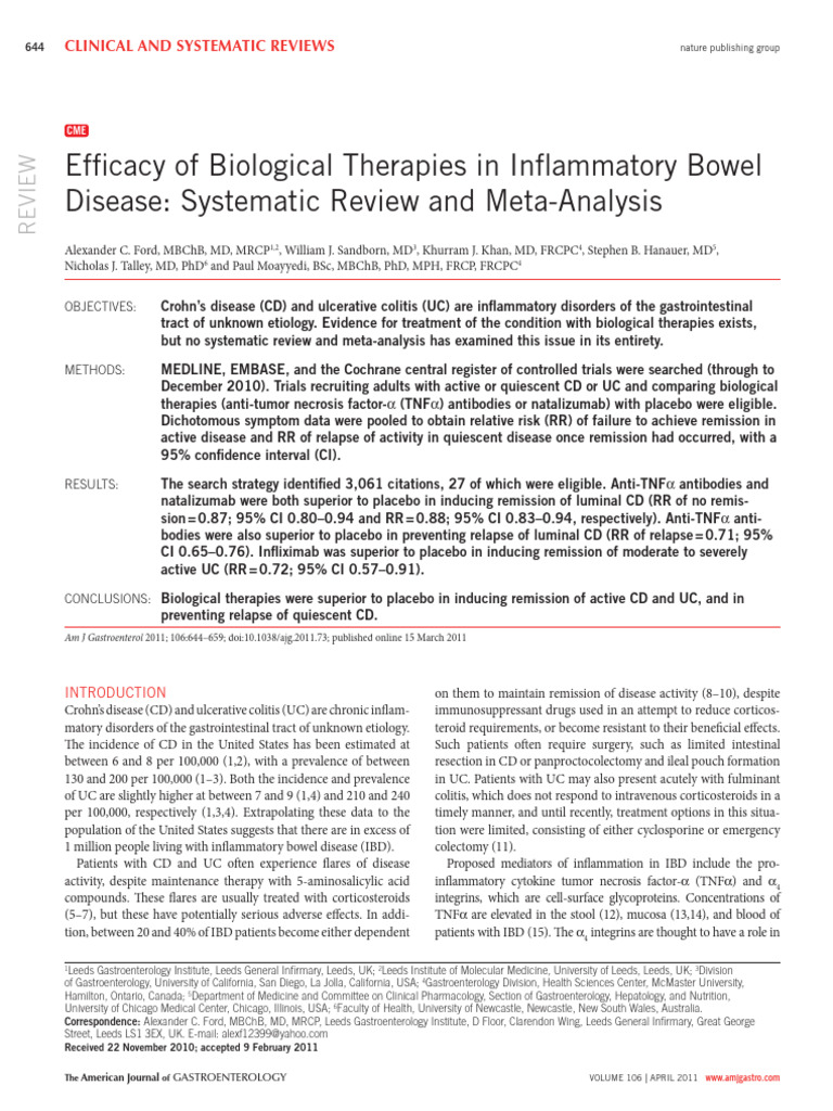 Efficacy of Biological Therapies in IBD | PDF | Inflammatory Bowel ...