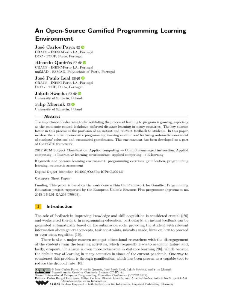 Open-Source Gamified Programming Learning | PDF | Software Bug ...