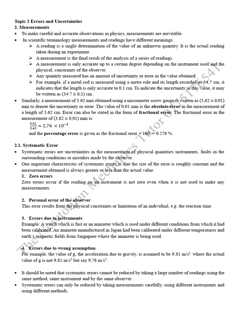 Understanding Measurement Errors in Physics | PDF | Observational Error ...