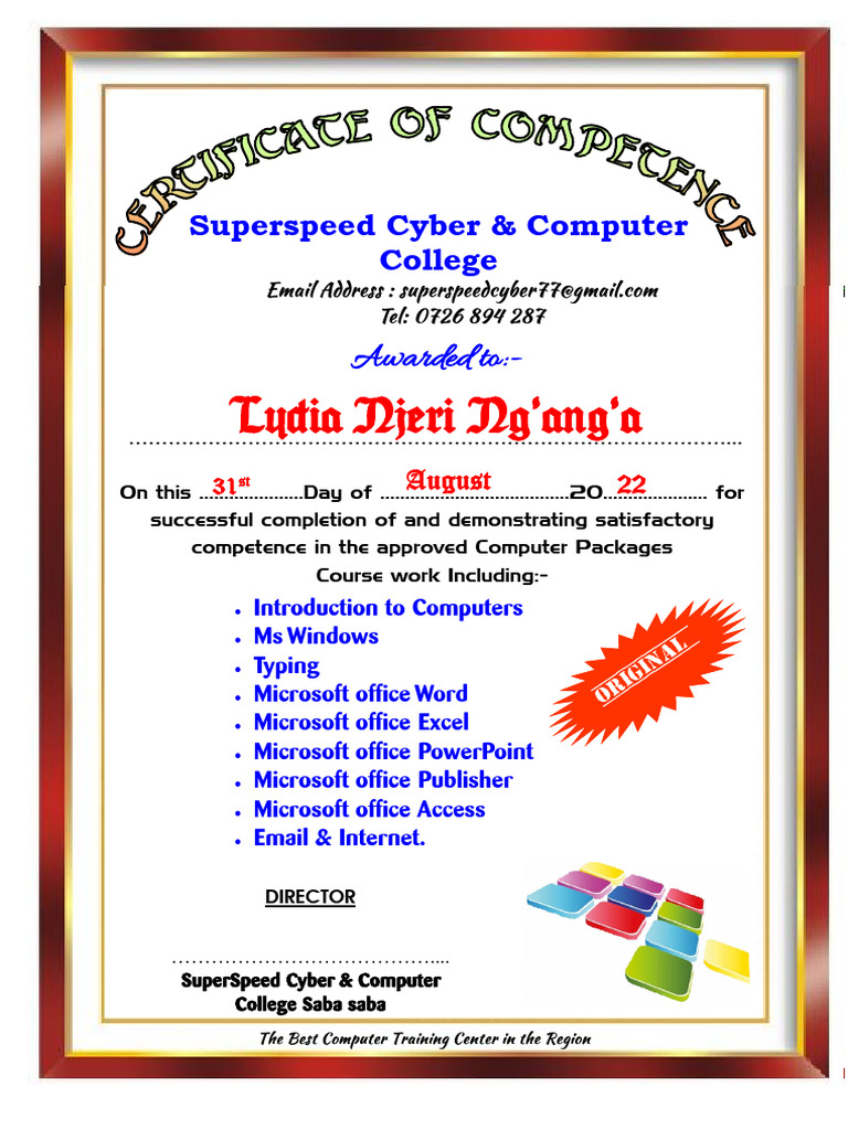 Superspeed Computer Services Computer Packages Certificate | PDF