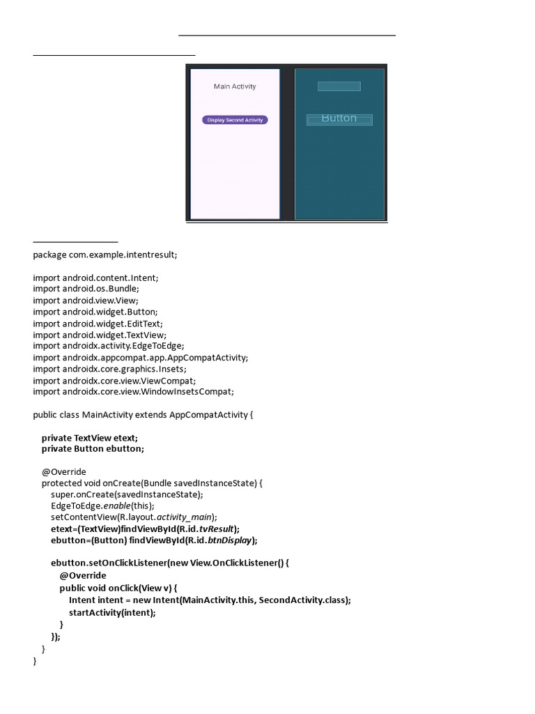 Create Intent to Display Between Activities | PDF | Android (Operating ...