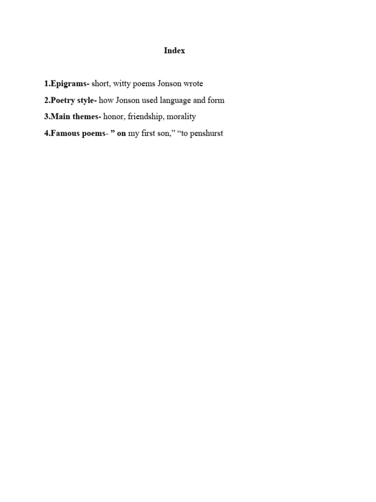 Jonson's Epigrams: Themes & Style | PDF