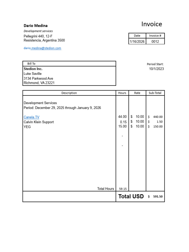Invoice for Development Services | PDF