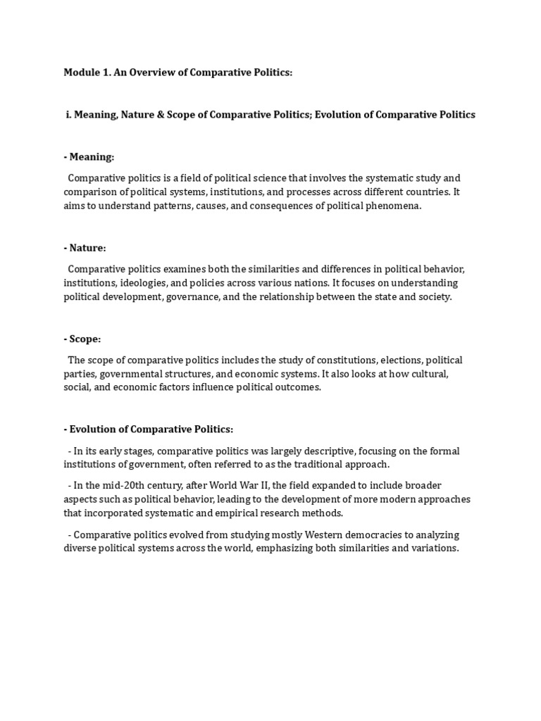Overview of Comparative Politics Concepts | PDF | Developing Country ...