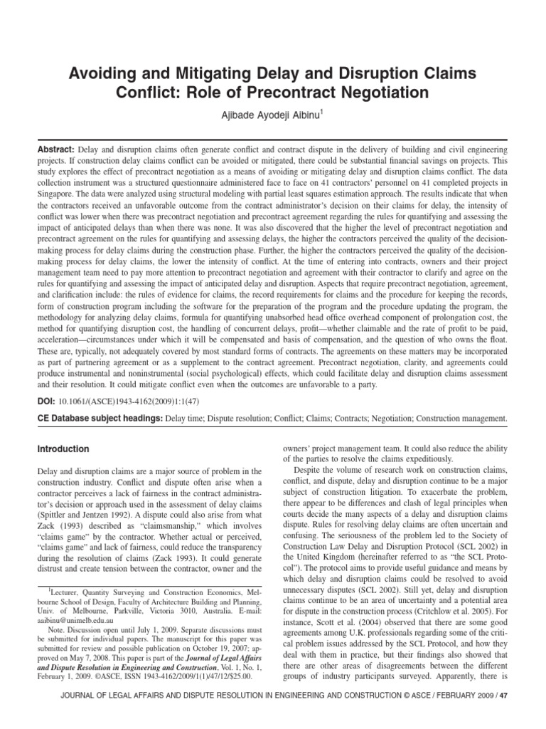 Mitigating Delay Claims in Construction | PDF | Negotiation | Information