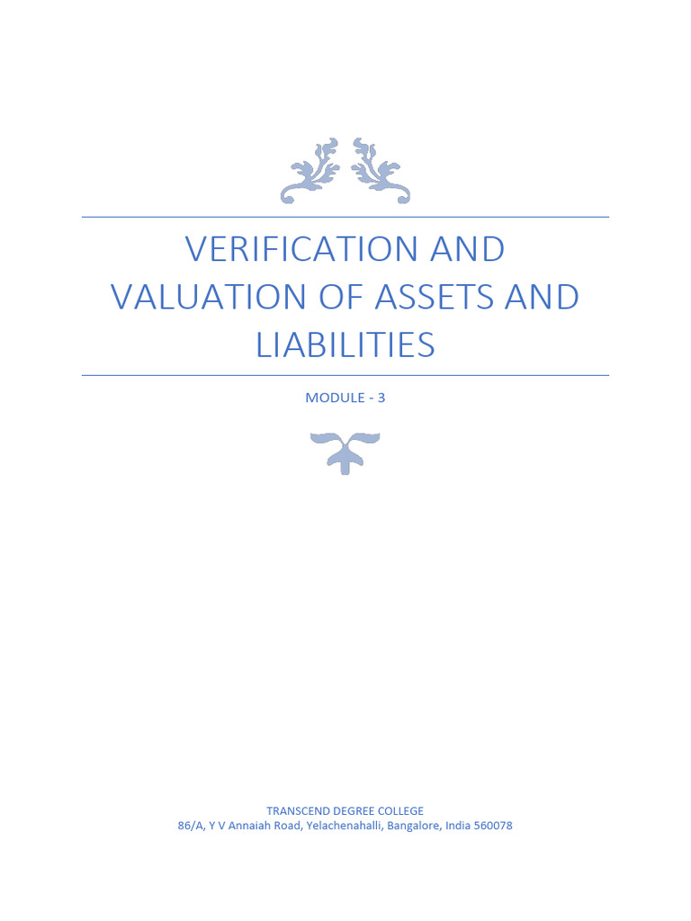 Asset and Liability Verification Guide | PDF | Valuation (Finance ...