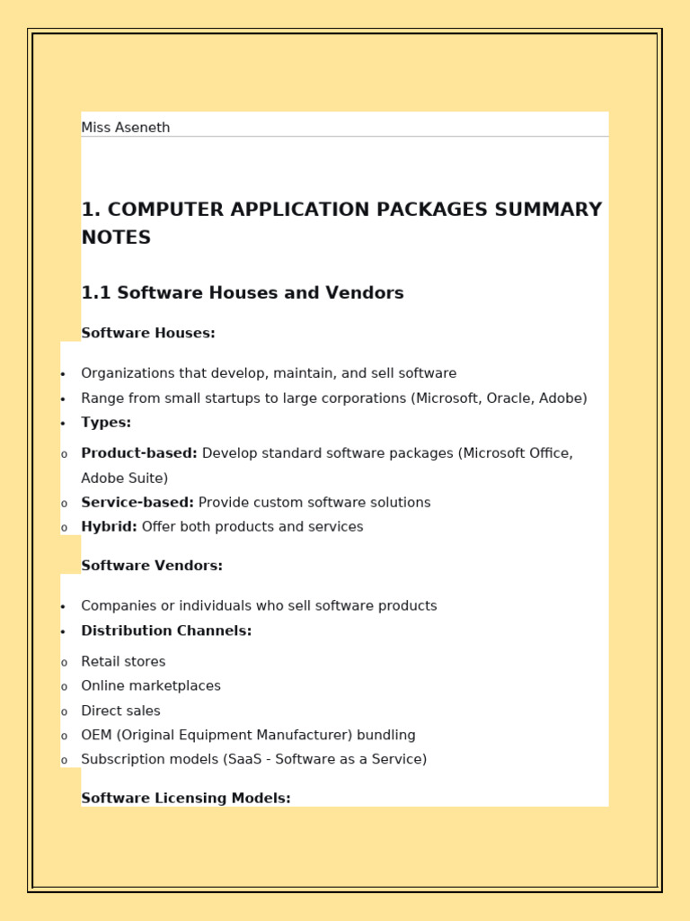 Overview of Computer Application Packages | PDF | Databases ...