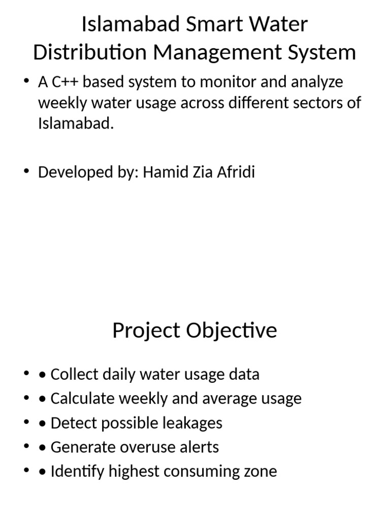 Islamabad Smart Water Management System | PDF