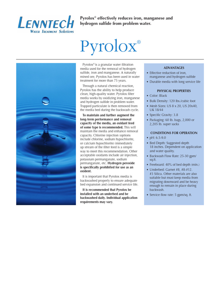 Clack Pyrolox 2356 L | PDF | Water | Manganese