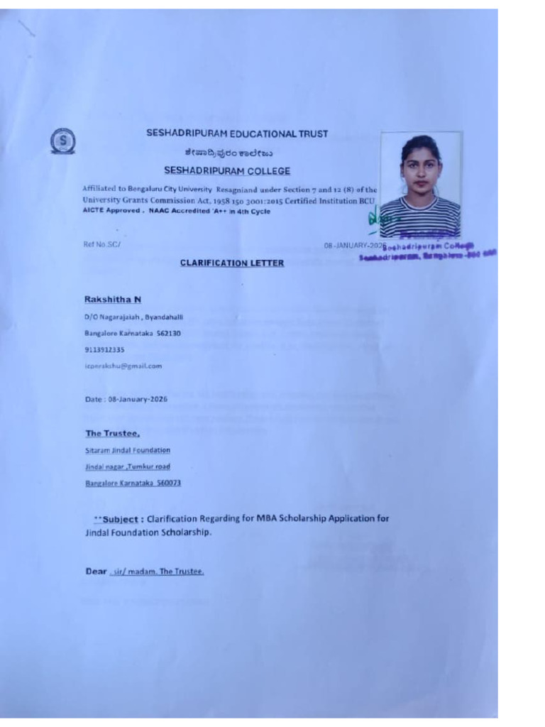 Clarification Letter | PDF