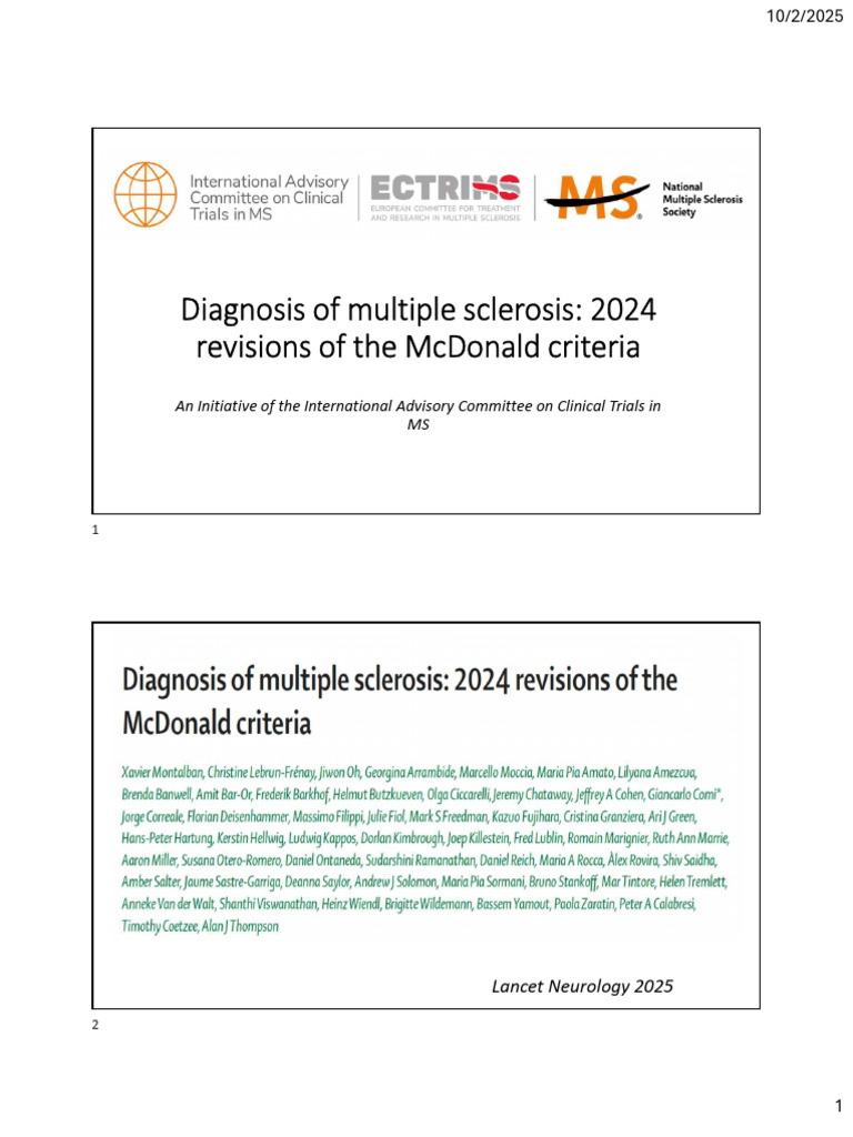 2024 McDonald Criteria for MS Diagnosis | PDF | Multiple Sclerosis ...