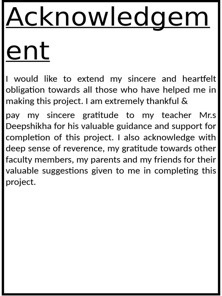Gratitude Acknowledgment for Project | PDF