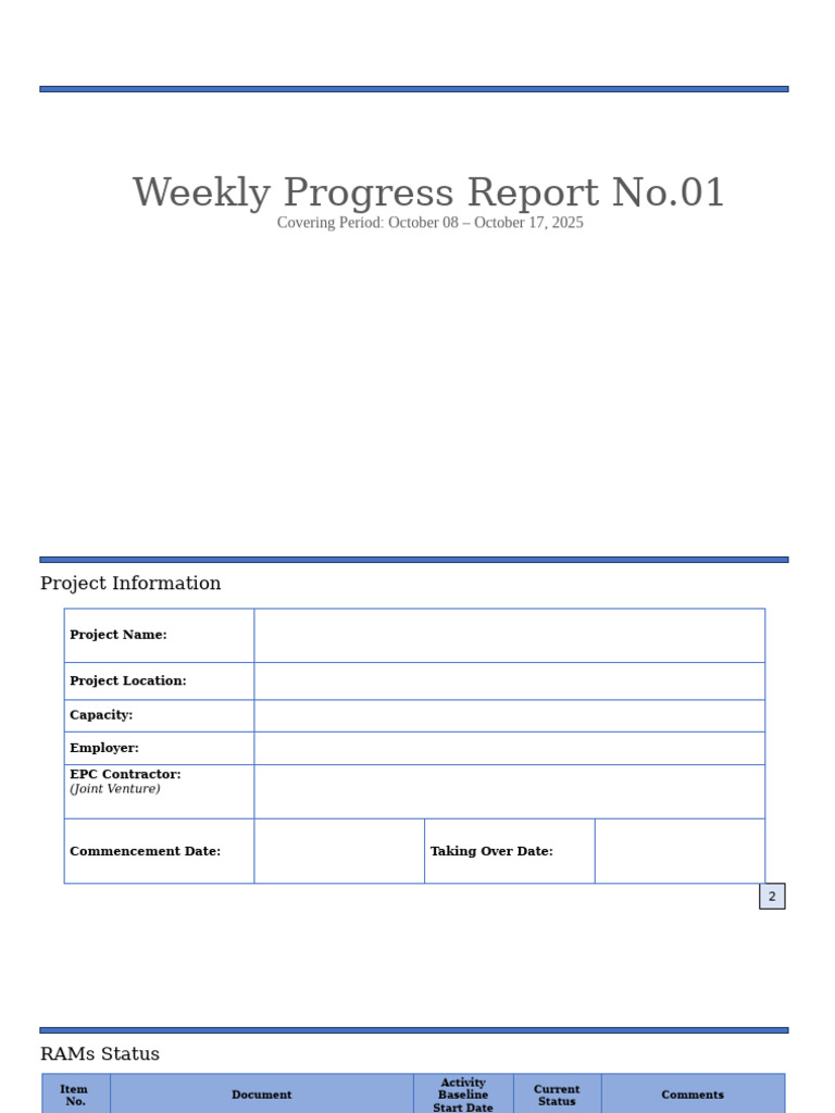 Weekly Project Progress Report 01 | PDF
