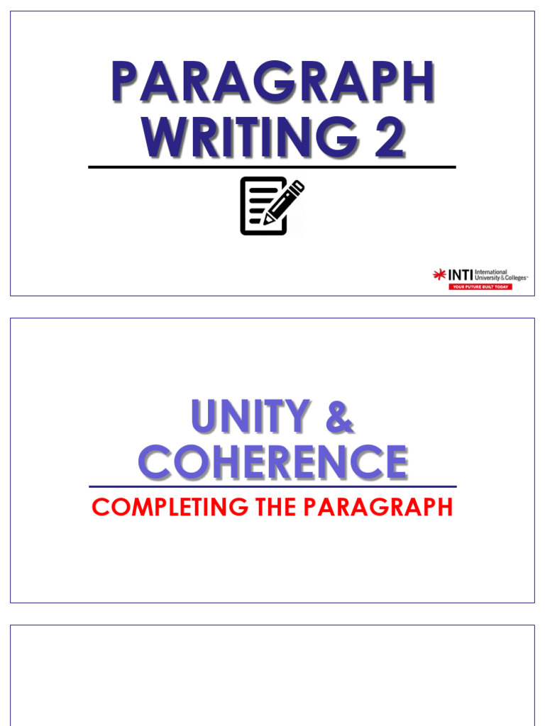 Writing Effective Paragraphs: Unity & Coherence | PDF