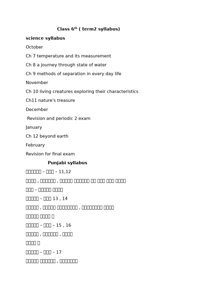 Class 6 Term 2 Syllabus Overview | PDF | Grammar | Linguistics