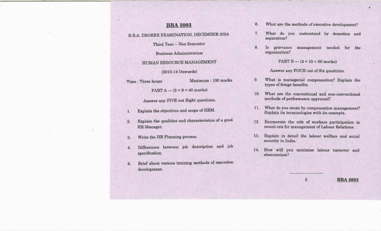 Bba 3003 III Year | PDF