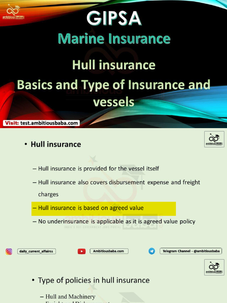 Marine Insurance Hull Part 1 PDF | PDF