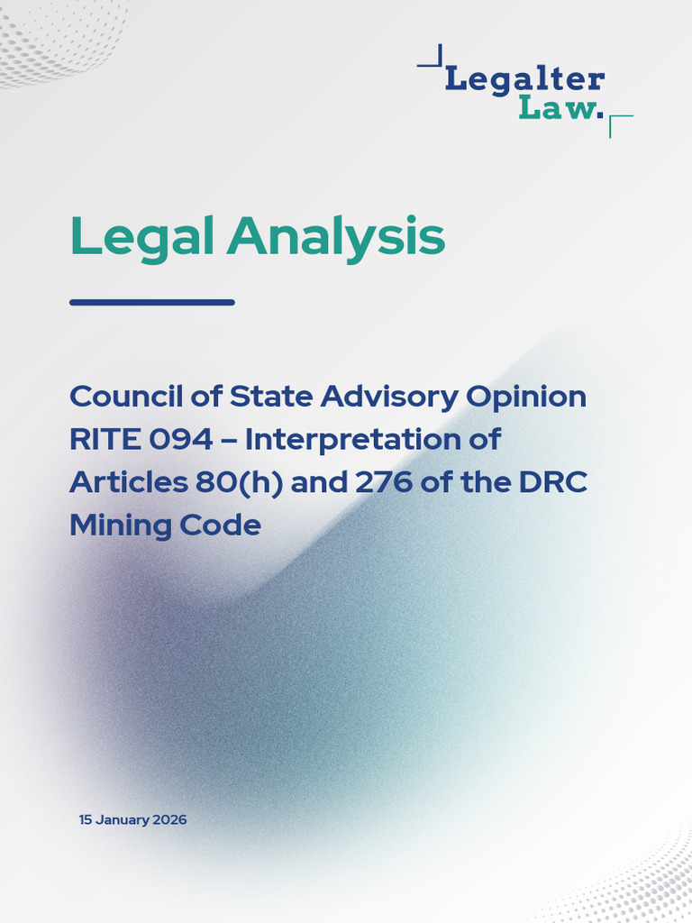 DRC Mining Code Advisory Opinion RITE 094 | PDF | Eminent Domain ...