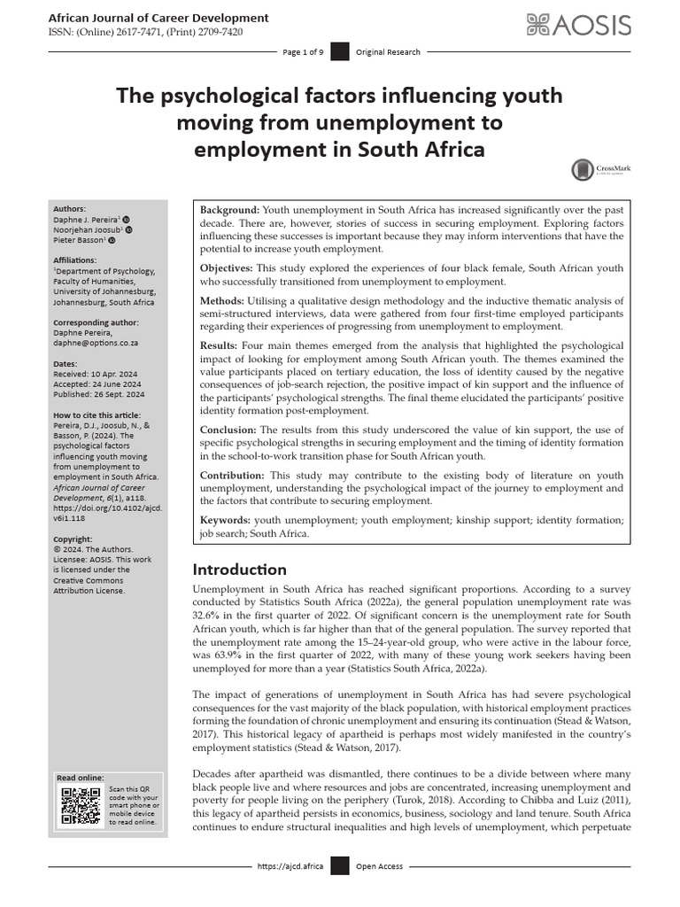 Psychological Factors in Youth Employment | PDF | Unemployment