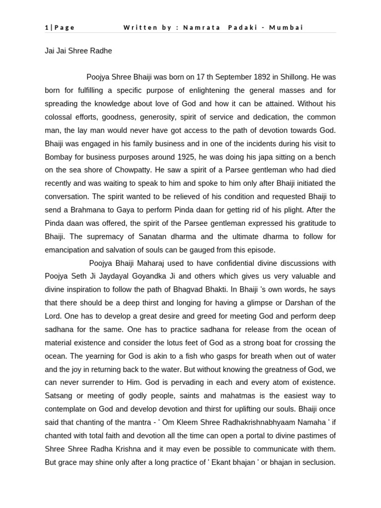 Bhaiji-web-content-by-Namrata-Padaki | PDF | Bhakti | Mantra
